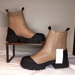 A New Day Women's Tan Black Combat Lug Sole Boots Size 11 NWT